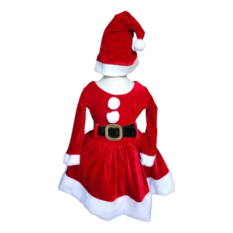 Girls Christmas Dress Girls Gold Velvet High-end Princess Dress Christmas COS Costume