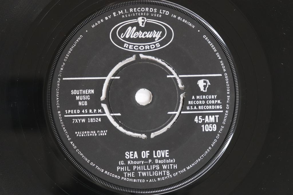 7inch Record PHIL PHILLIPS, THE TWILIGHTS - Sea Of Love / Juella 45AMT1059 Mercury 1959 UK Rock Used