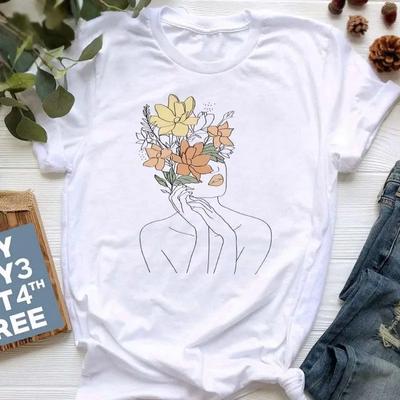 Women Abstract Printed Tshirt Casual Fashion Tees Harajuku Short Sleeve Female Casual Short Sleeve Blouse For Spring & Summer