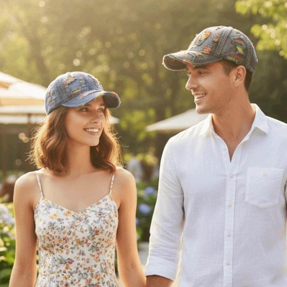 Sunshade Frayed Denim Baseball Cap Adjustable Distressed Colorful Casquette  Daily