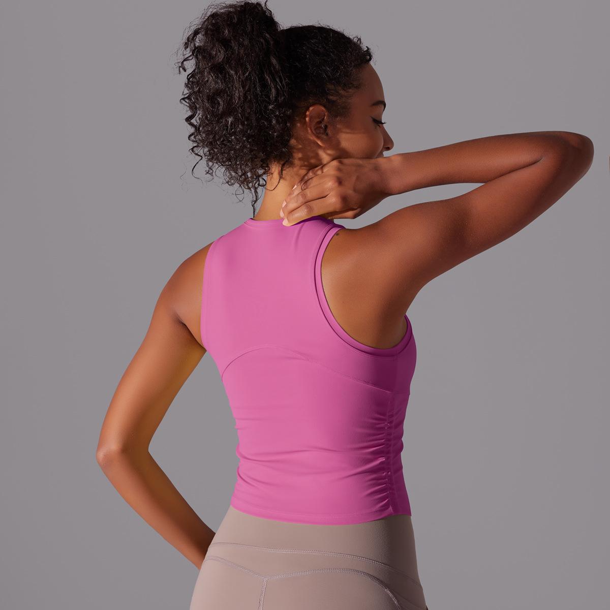 Двусторонний нейлоновый однотонный плотный жилет с круглым вырезом для занятий спортом — фото 11