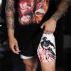 Calções de Treino Baki Grappler Calças Camada Dupla Boxe Muay Thai Kickboxing Treino Desenho Animado Japonês Animação Estampa 3D Ginásio Desporto Treino Fitness Cosplay Unissexo