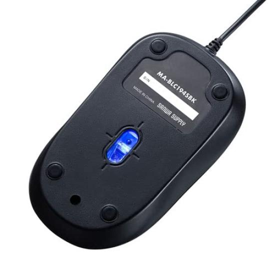 Sanwa Supply Wired Type-C Blue LED Mouse (Silent Type) MA-BLC194SBK