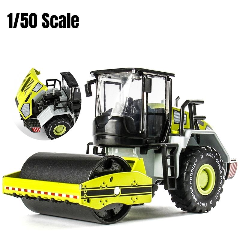 Single Wheel Roller Truck Engineering Toy Car For Children 1/50 Diecast Miniature Model Heavy Vehicle Collection Gift Kid Boy