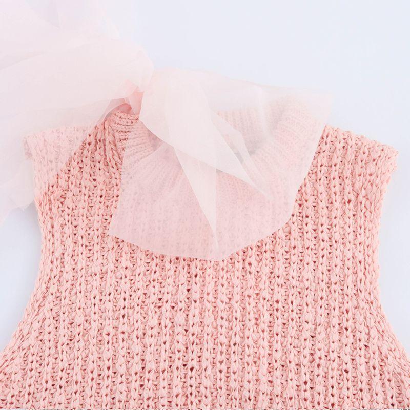 Kaslead New Women clothes Western Style Fashion Transparent Bowknot Decoration Knitted Top 2756012 902