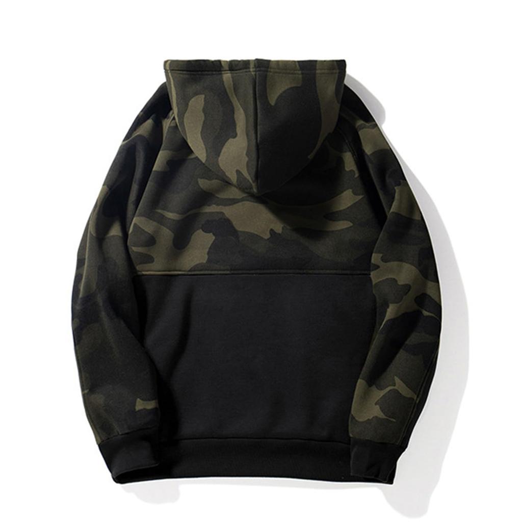 Men's Fashion Camouflage Sweatshirt Men's Drawstring Ribbed Closure Raglan-sleeves Hoodie