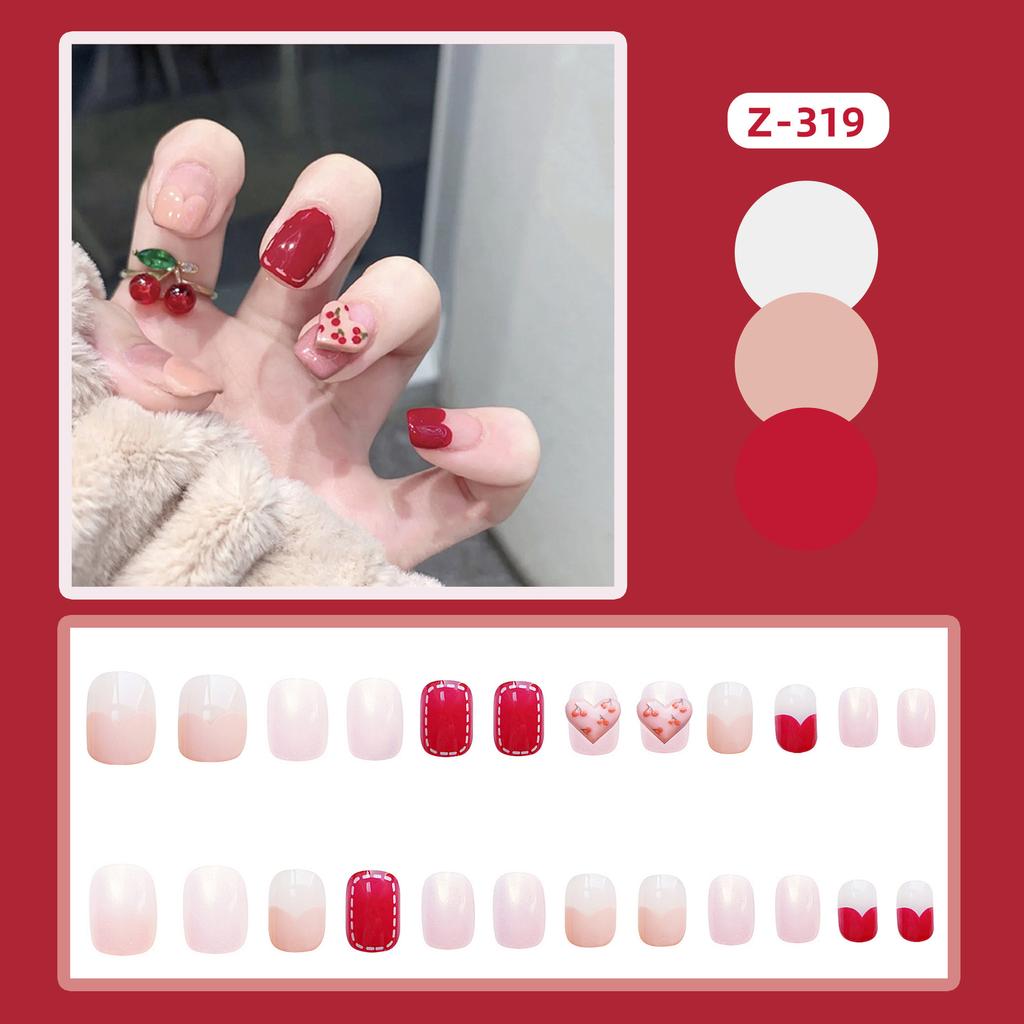 24Pcs Frosted Smoky Black Ripple Fake Nails Full Coverage Removable Press On Nails Finished Nail Stickers
