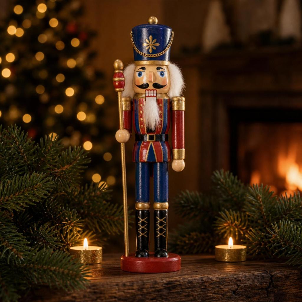 Tabletop Wooden Nutcracker Christmas Decoration Decorative Statue Painted for