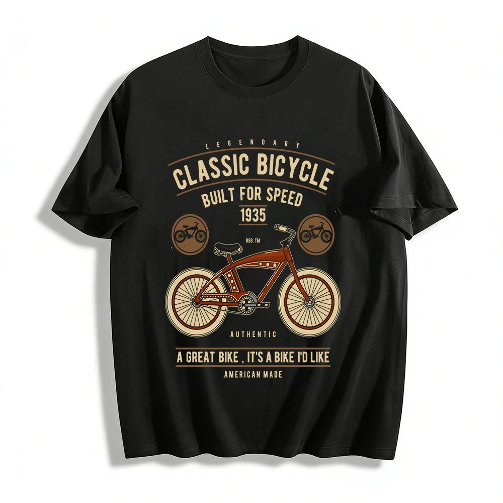 Vintage 1935 Classic Bicycle Print Casual Unisex T-Shirt Pure cotton T-shirt XXS
