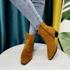 Fashion Shoes Female 2024 Plus Size Ankle Women's Boots Retro Modern Boots Women Fringe Pointed Toe Side Zip Chunky Heels Ladies Shoes