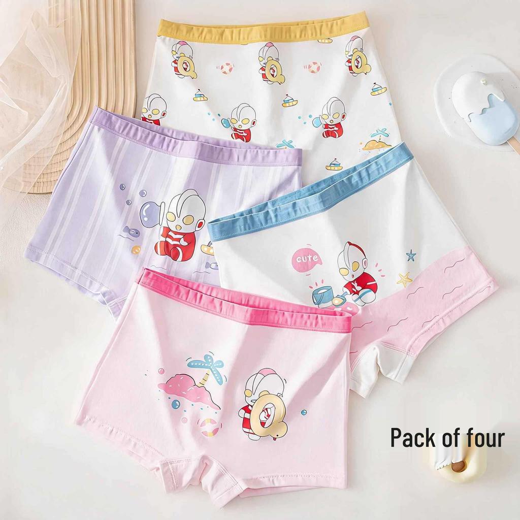 Q Version Ultraman Girls' Soft Cotton Boxer Briefs – Skin-Friendly, Breathable, No-Pinch for Little Girls