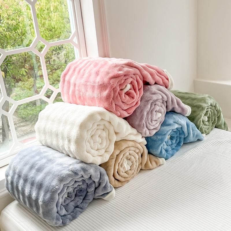 Winter Thickened Double-sided Plush Blanket Bedroom Cover Blanket Premium Rabbit Plush Bedding Nap Blanket Sofa Towel