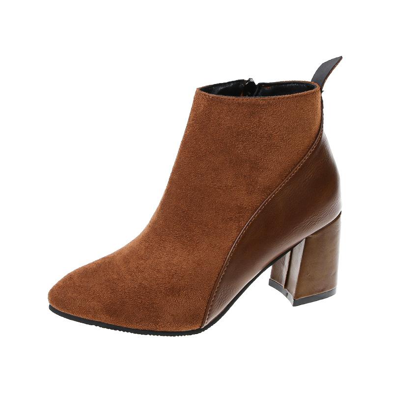Large size Martin boots women's autumn and winter new winter shoes women's short boots thick heel pointed warm women's single boots