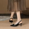 Girly temperament high heels women's new pointed thin heels black professional not tired feet soft leather shoes