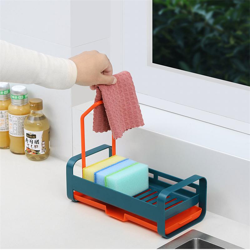 Kitchen Sink Drain Shelf Organizer for Sponge Soap Rag Towel Holder Storage Basket Dish Drying Spice Rack Bathroom Accessories