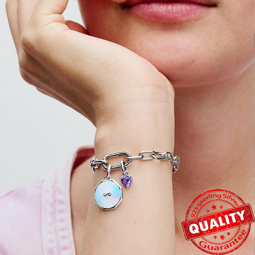 Kolorowa Seria Ja Fioletowa Czakra Serca Mini Zawieszka Pasuje do Markowej Bransoletki Me Miedziana Kotwica Mini Zawieszka Kobiety Drobna Biżuteria