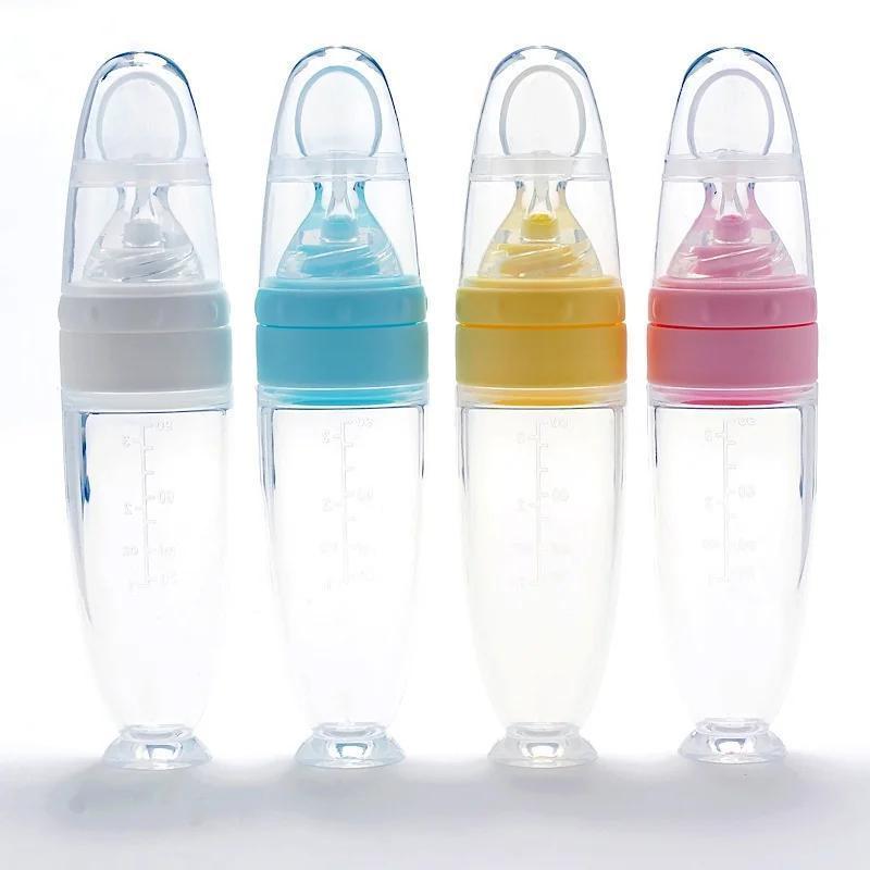 2025 New 1 Pcs Baby Rice Paste Bottle Baby Silicone Milk Bottle Feeding Spoon For Baby Silicone Squeeze Spoon Rice Paste Bottle