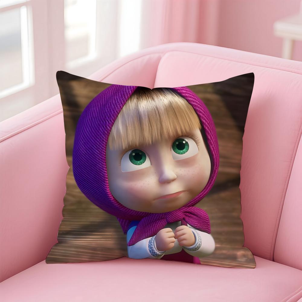 Kreskówka M-Masza i Niedźwiedź Poszewka na Poduszkę Wygodna Dwustronna Poszewka Idealna do Samochodu Sofy Sypialni i Nie Tylko