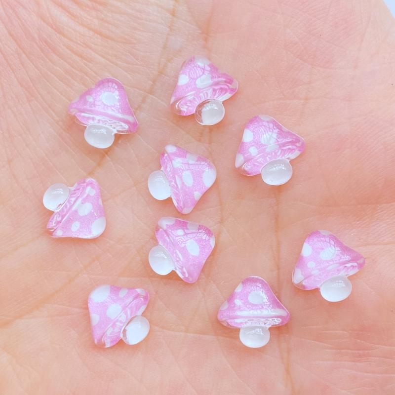 50Pcs New Cute Mini 9mm Mushroom Flat Back Resin Nail Enhancement Jewelry Craft Decoration Accessorie