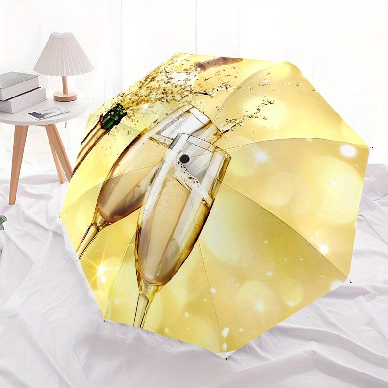 1pz Ombrello di Alta Qualità a Tema Celebrazione Champagne, Ombrello ad Apertura e Chiusura Automatica, Ombrello Multifunzionale G0811315