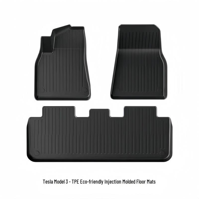 Tesla Model Y TPE Floor and Trunk Mats: Front, Rear, and Accessories for Car Interiors.