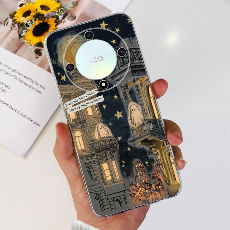 For Honor X9b 5G Case ALI-NX1 Popular Flower Soft Clear Silicon TPU Cover For Honor X9a RMO-NX1 HonorX9 ANY-NX1 Shockproof Funda