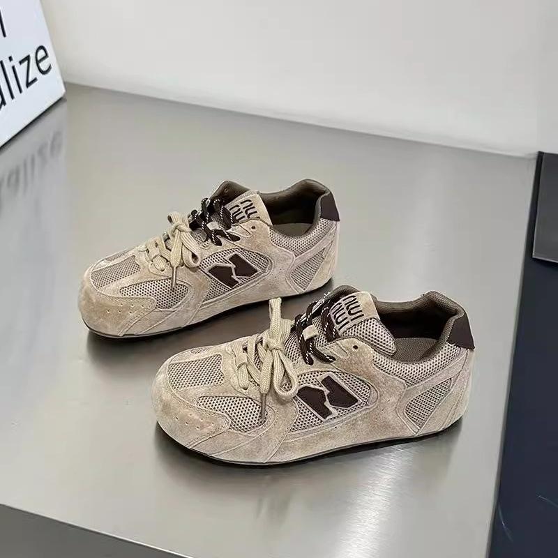 Retro women's spring mesh casual sneakers dad shoes