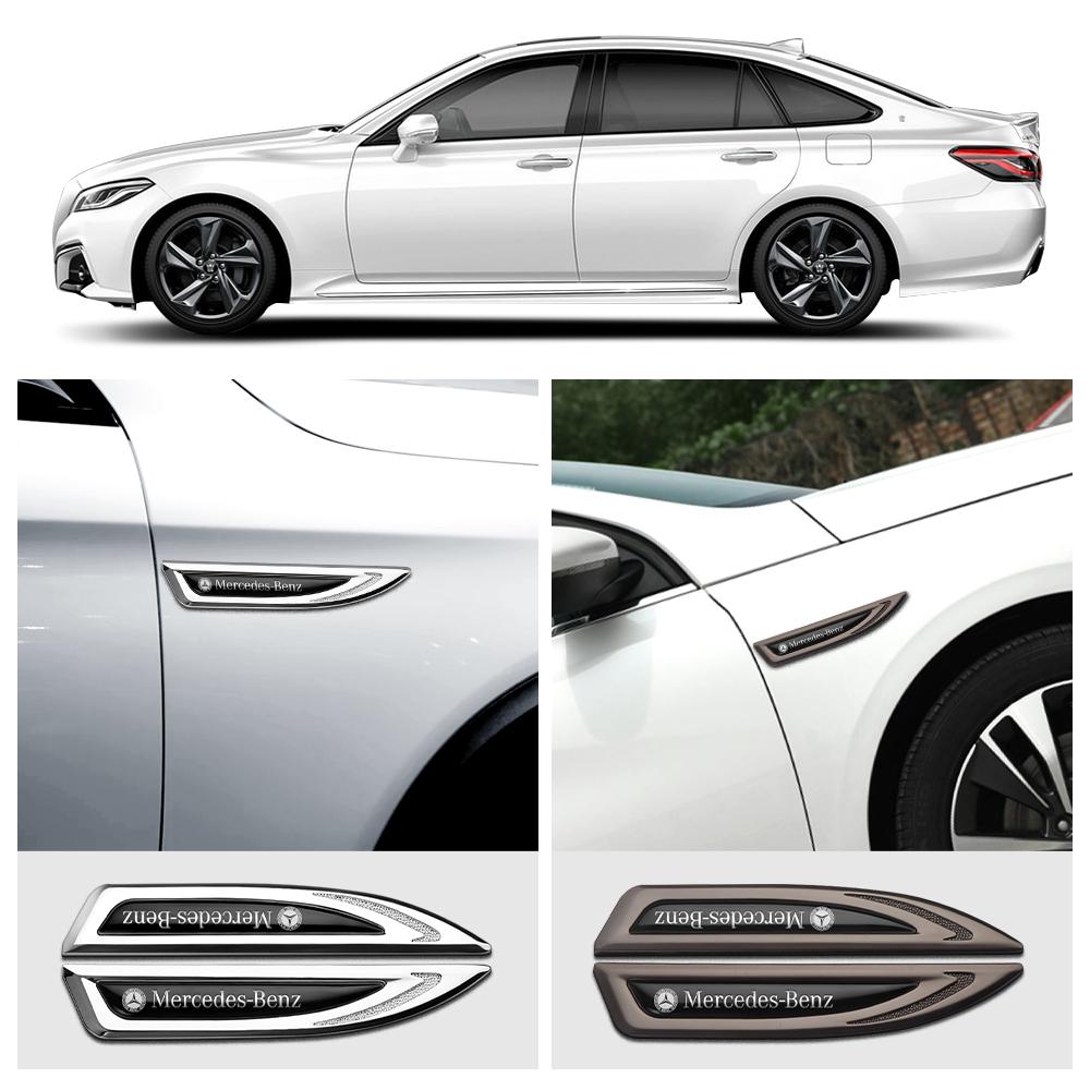 BLZ3 2PCS 3D Metal Styling Car Body Fender Emblem Sticker For Mercedes Benz B/C/E/S Class C200L GLC GLK Interior Mouldings SYSYZB-BEN