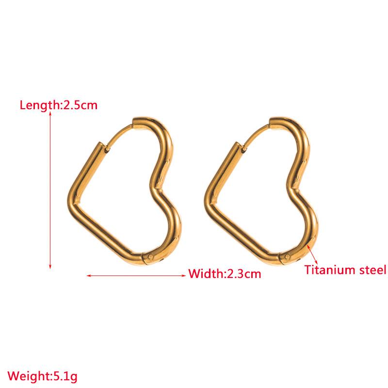 Boucles d'oreilles en titane et acier pour femmes, simples, géométriques, carrées, en forme de cœur, couleur or, ornements d'oreille