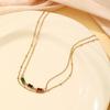 Retro Crystal Rectangle Stainless Steel Necklace - Women's Versatile High-End Design