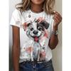 Lady Cute T-shirts Crew Neck Short Sleeve Cartoon Dog Print T Shirt Women's Outfits Casual Daily Wear