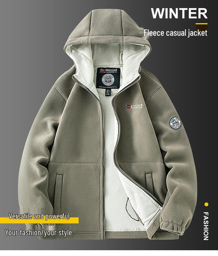 Men's and Women's Embroidered Warm Hooded Winter Fleece Jacket 8918 - Popular Internet Celebrity Style