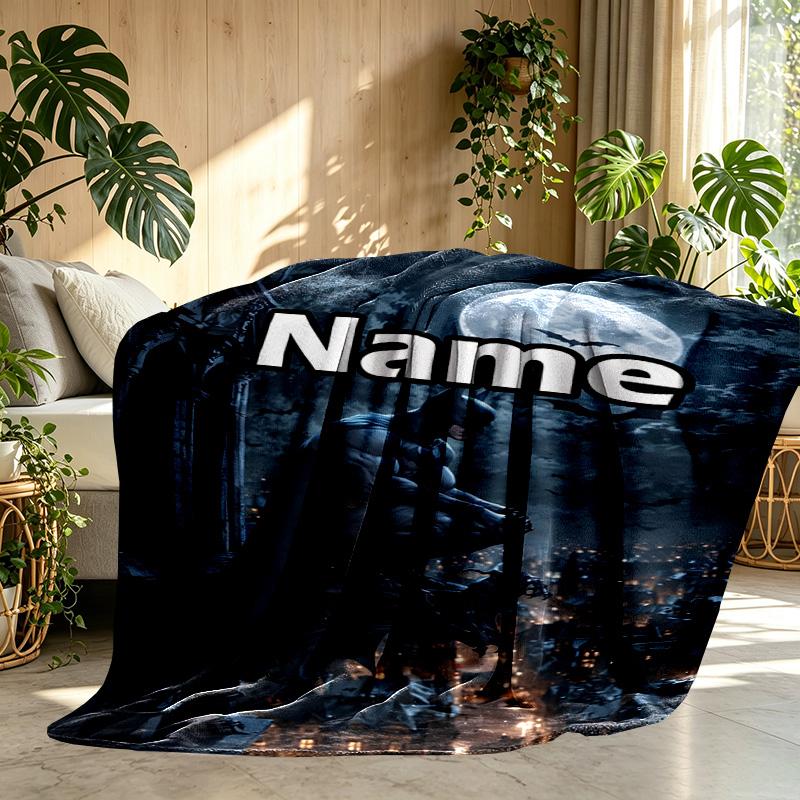 Custom Name Personalized Batman Print Blanket, Home Decor, Bedroom, Sofa, Camping, Couch, Gifts for Birthday Christmas