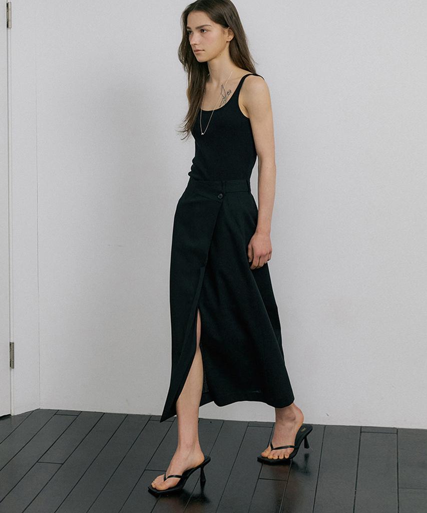 OCTETTE Summer-Wool Classic Wrap Skirts_Black