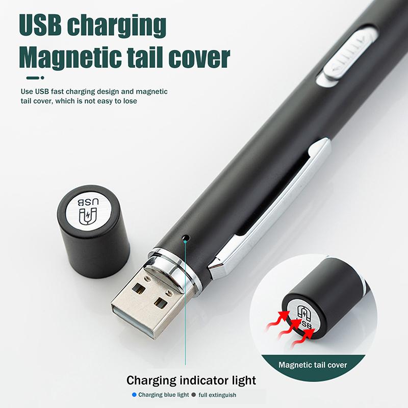 Oral Penlight Led Flashlight Mini Oral Pupil Medical Handy Usb Rechargeable Stainless Steel Torch Light Outdoor Fishing Tool