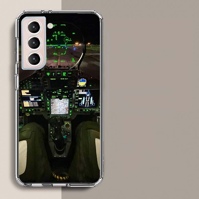

Deluxe Helicopter Fighter Cockpit Phone Case For Samsung Galaxy S25 Edge S24 S23 FE S21 S20 S10 Plus S22 S26 Ultra Cover Clear C Samsung S24 FE