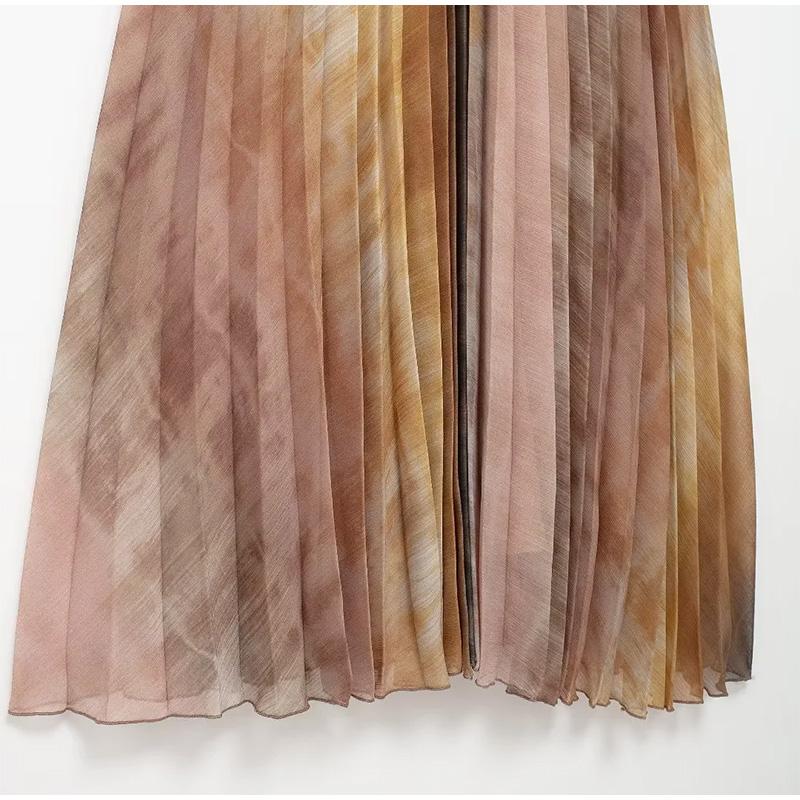 Сексуальное плиссированное длинное платье с принтом тай-дай — фото 14