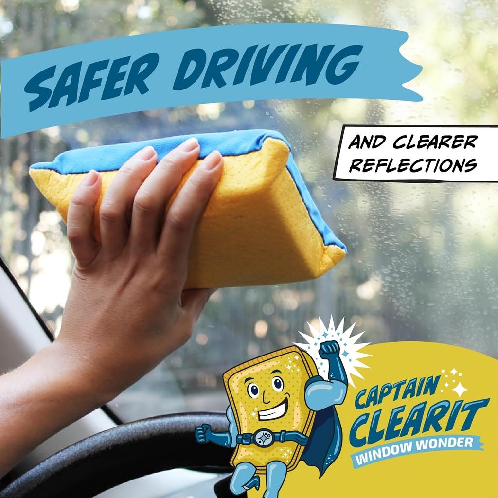 1pc Captain Clear Window Miracle - Large Super Absorbent and Anti-Fog Sponge, Suitable for Cars, Mirrors, Glasses, Etc
