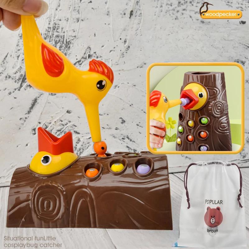 Woodpecker Feeding Game Toy, Montessori Magnetic Puzzle For Fine Motor Skills, Educational Bird Catching Insects Toy For Kids