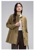 Casual drawstring stand up collar jacket, women's small waist windbreaker, loose top
