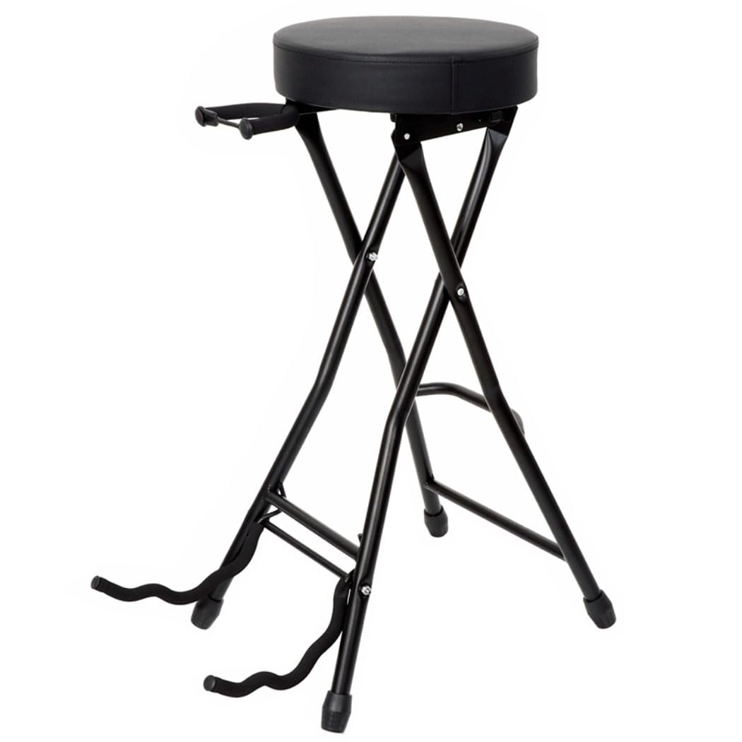 

Стул для гитариста Yeziner, Складной стул-подставка для гитары с держателем, Высокое сиденье, Черный, Толстая подушка, Подходит для гитаристов, певцов и пианистов,