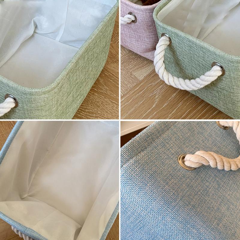 Versatile Double-layered Linen Laundry Basket Closet Clothing Organizer Desktop Sundries Toys Snacks Cosmetic Storage Basket