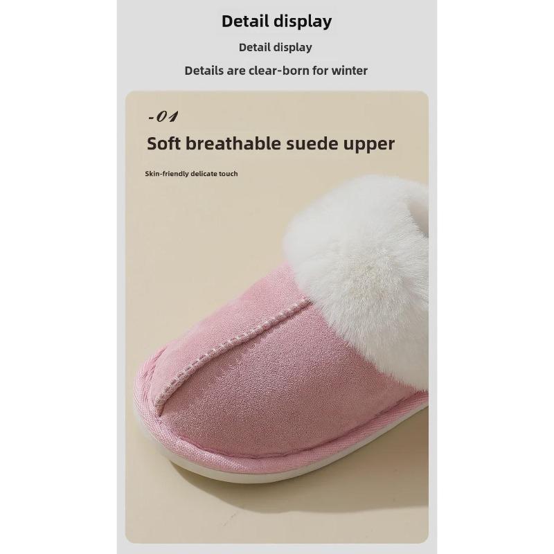 Extra teplé semišové kožešinové pantofle pro muže a ženy - vnitřní protiskluzová tlustá podrážka zimní domácí obuv