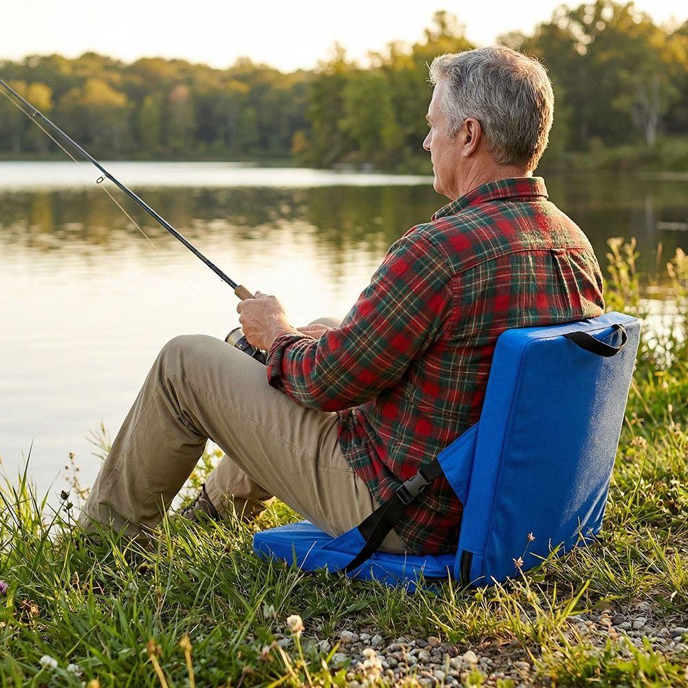 Durable Construction Foldable Camping Chair Thick Cotton Backrest Seat Mat Cabins Use