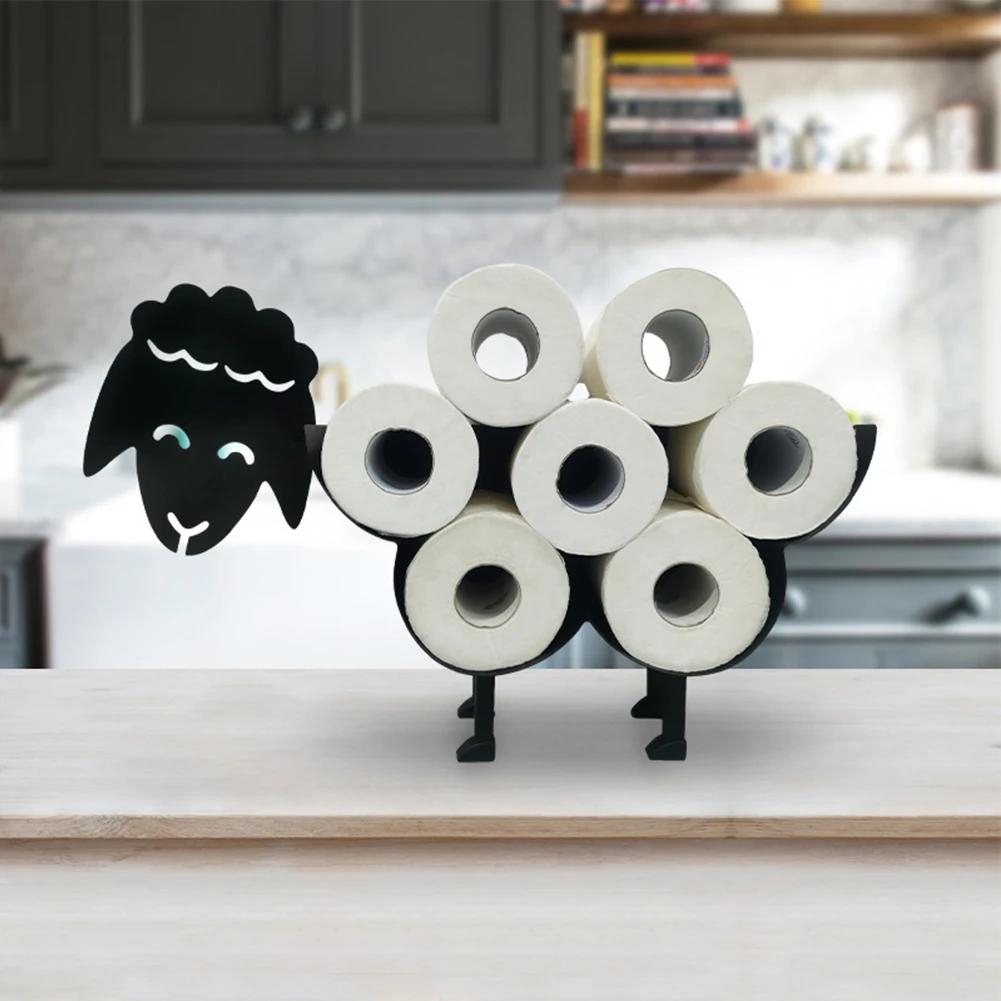 Metal Sheep Toilet Paper Roll Holder Wall Mounted Free Standing Toilet Roll Holder Hold Up To 7 Rolls Toilet Paper Stand Shelf