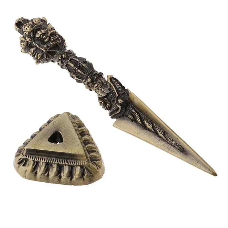 Metal Vajra Gold Dorge Antique Dorjes Buddhism Dorjes Phurba Amulet Ritual Items of Tibetan Buddhism Fengshui Ornament