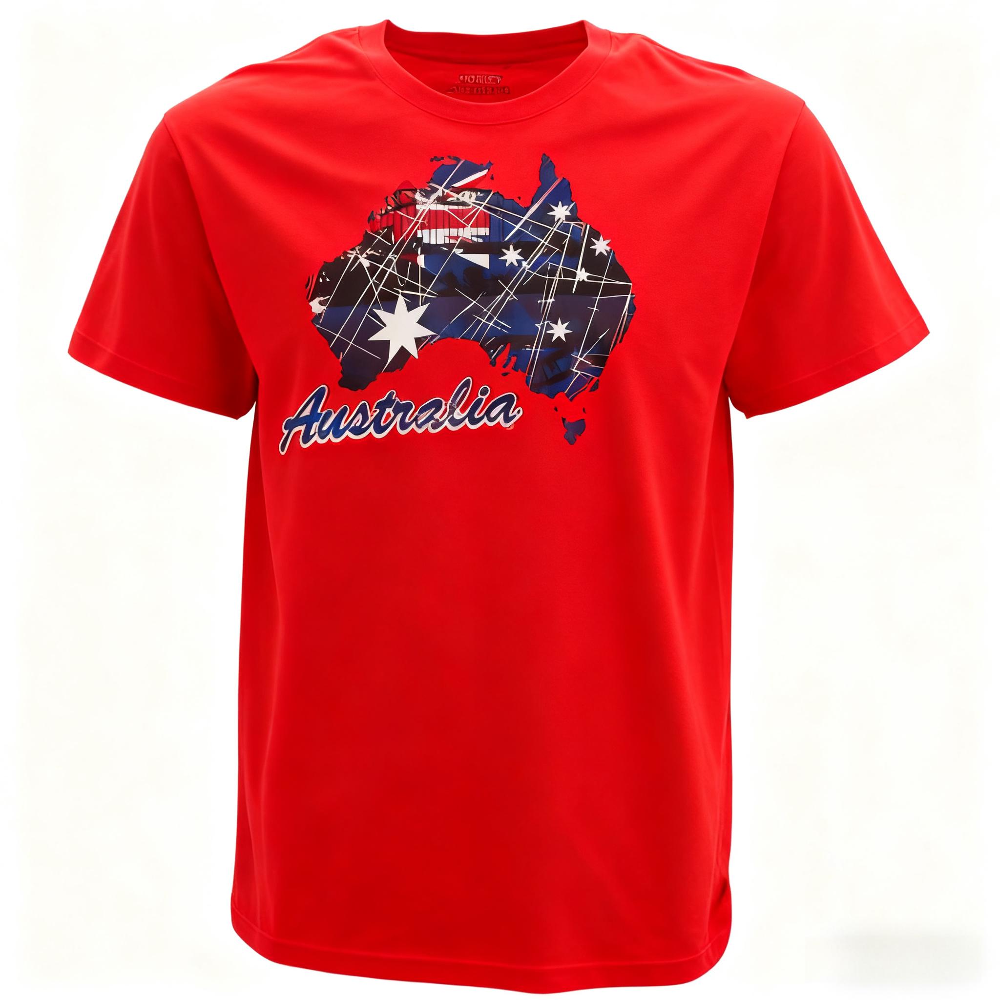 

Adult T-shirt for Australia Day Commemorative Gift 100% Cotton Flag and Map Pattern Style Round Neck Short Sleeve Unisex Tee 4XL