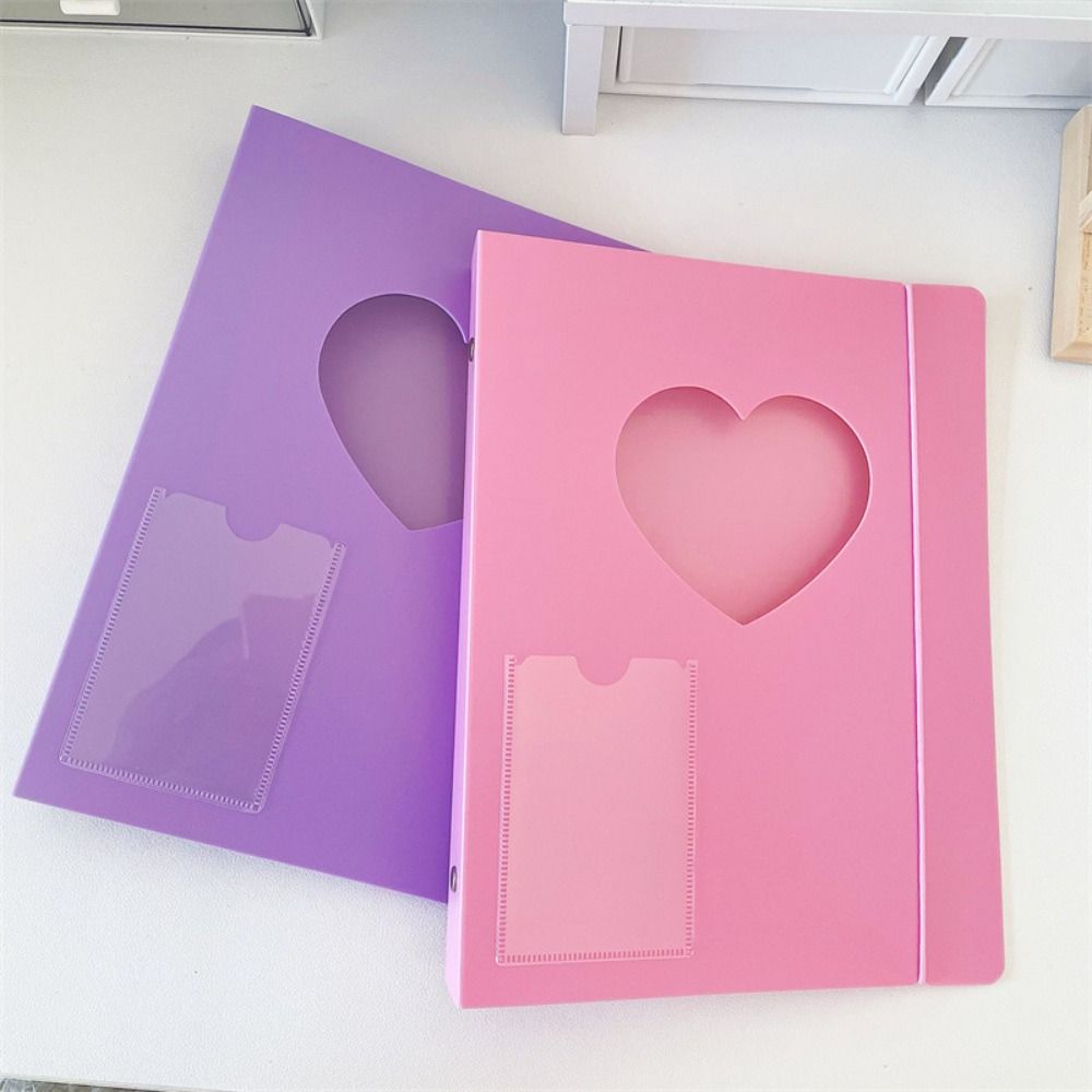 Transparent A5 Photocard Binder Cover Excluding Inner Pages Heart Shape Card Binder Cover Durable Loose-leaf Photocard Album