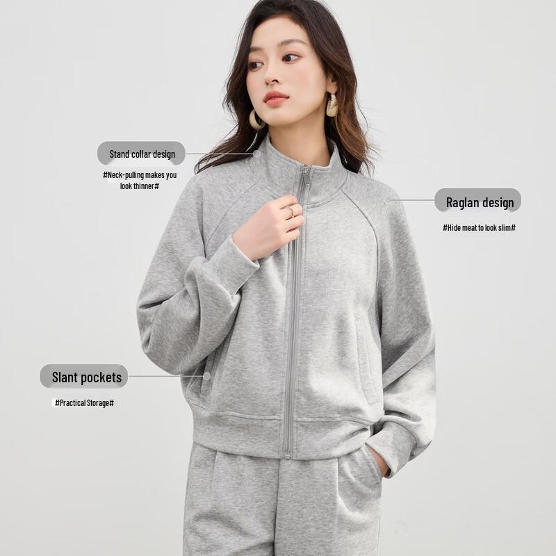 Handu Yishe Women's Relaxed Fit Stand Collar Sweatshirt