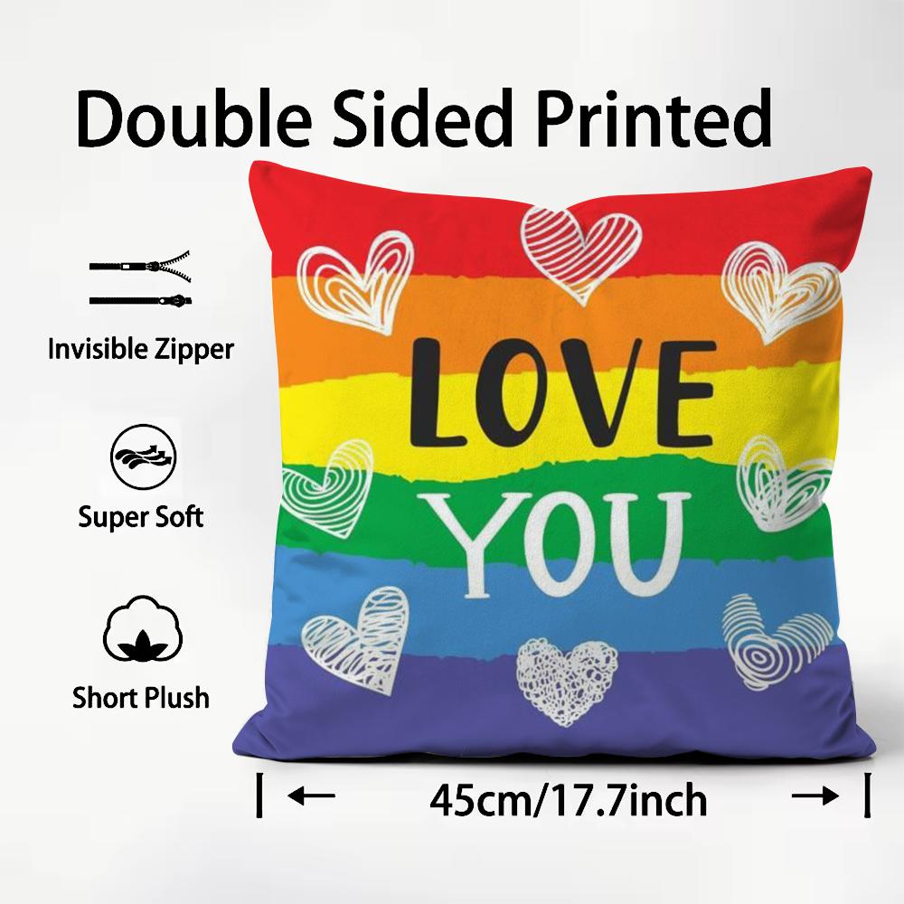 Classic Theme Homosexual Rainbow Flag Cushion Cover Soft & Easy-Wash Pillow Case – Versatile For Couch, Bed, Travel And Office